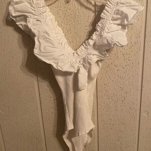 White Ruffled Bodysuit